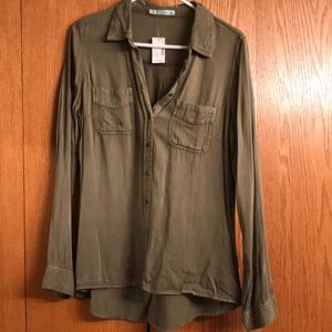 Maurices Button down olive green top